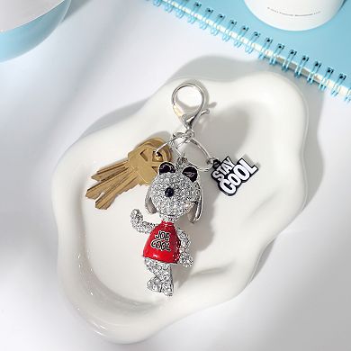 Peanuts Snoopy Joe Cool Crystal Pavé Bag Charm Keychain Officially Licensed