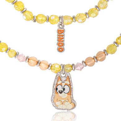 Bluey Beaded Bracelet Set, 4-Pack, Character Charms, Adjustable Stretch