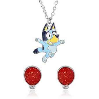 Bluey Necklace & Earrings Jewelry Set Officially Licensed 16" + 3"