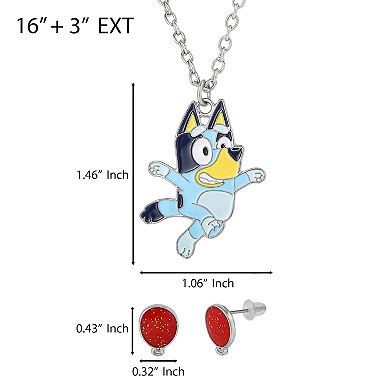 Bluey Necklace & Earrings Jewelry Set Officially Licensed 16" + 3"
