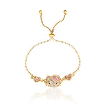 Hello Kitty Adjustable Bracelet with Pave Pink Bow & Crystals