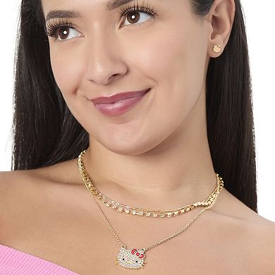 Hello Kitty Double Chain Necklace with Crystal Embellished Charm