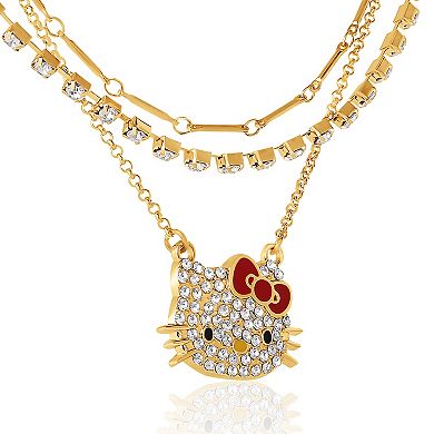 Hello Kitty Double Chain Necklace with Crystal Embellished Charm