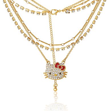 Hello Kitty Double Chain Necklace with Crystal Embellished Charm