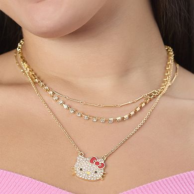 Hello Kitty Double Chain Necklace with Crystal Embellished Charm