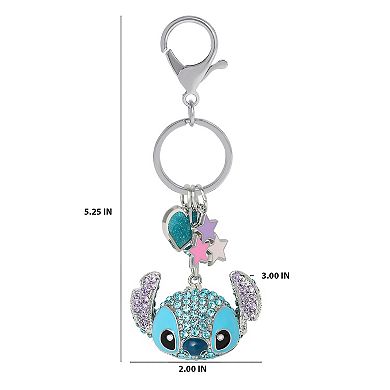 Disney Stitch Crystal Cluster Pavé Bag Charm Keychain Officially Licensed