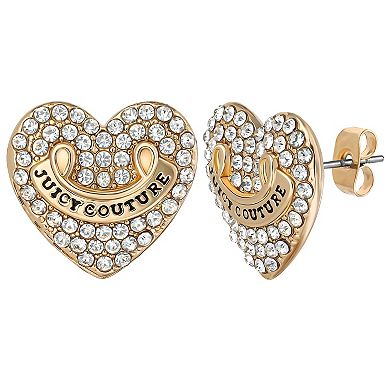 Juicy Couture Gold-Tone Pave Heart Keychain & Earrings Set