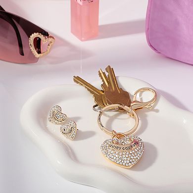 Juicy Couture Gold-Tone Pave Heart Keychain & Earrings Set