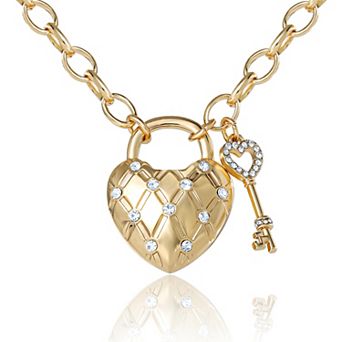 Juicy Couture Heart Locket Pendant Necklace, Gold‑Tone