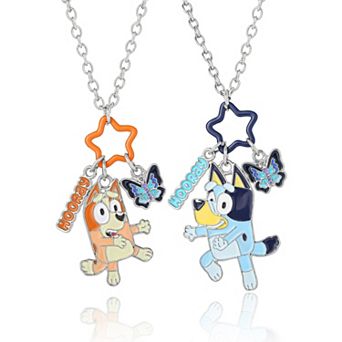 Bluey and Bingo BFF Pendant Necklace Set with Star and Charm Tags - 2 pc Jewelry Gift