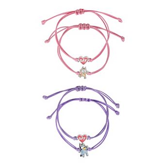 Bluey Adjustable Friendship Bracelet Set, Heart Charm, 4-Pack