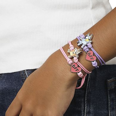 Bluey Adjustable Friendship Bracelet Set, Heart Charm, 4-Pack