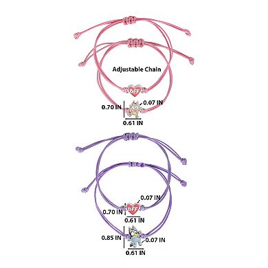 Bluey Adjustable Friendship Bracelet Set, Heart Charm, 4-Pack