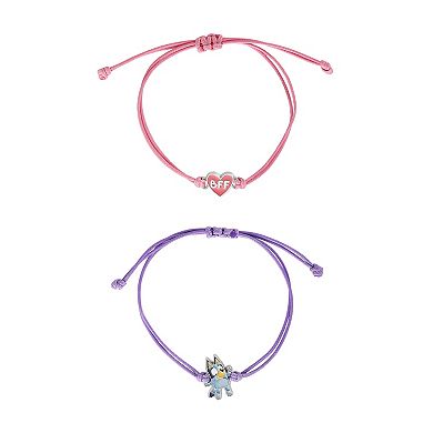 Bluey Adjustable Friendship Bracelet Set, Heart Charm, 4-Pack