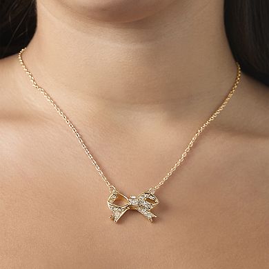 Juicy Couture Pavé Bow Necklace & Stud Earring Set, Gold‑Tone