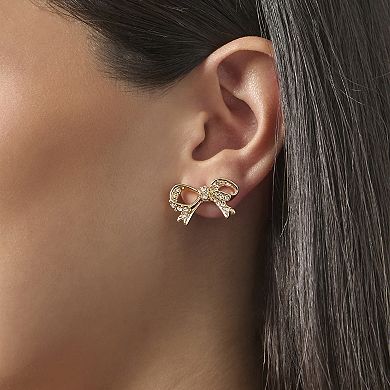 Juicy Couture Pavé Bow Necklace & Stud Earring Set, Gold‑Tone