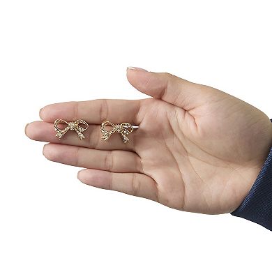 Juicy Couture Pavé Bow Necklace & Stud Earring Set, Gold‑Tone