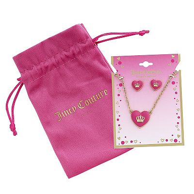 Juicy Couture Girls Jewelry Set Pink Heart Crown Necklace  display picture 2