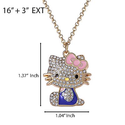 Sanrio Hello Kitty Pink and Blue Enamel and Pave Necklace Official