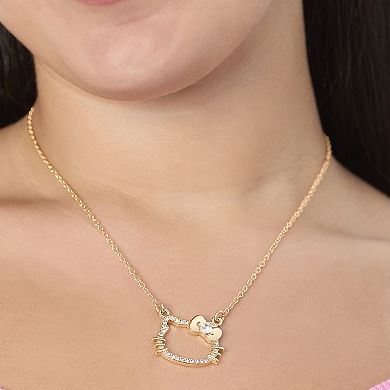 Hello Kitty Outline Pendant Necklace with Chain in Gold Tone