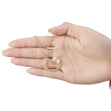 Hello Kitty Outline Pendant Necklace with Chain in Gold Tone