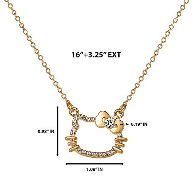 Hello Kitty Outline Pendant Necklace with Chain in Gold Tone