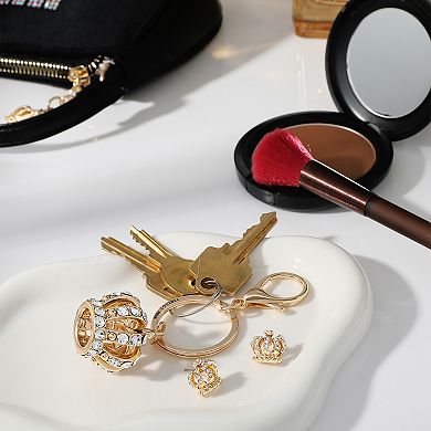 Juicy Couture Gold-Tone Crystal Crown Keychain & Earring Set