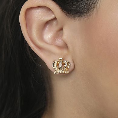 Juicy Couture Gold-Tone Crystal Crown Keychain & Earring Set