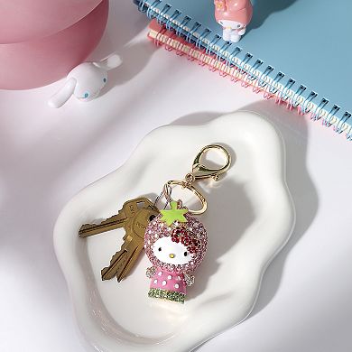 Hello Kitty x Strawberry Shortcake Crystal Pavé Bag Charm Keychain Officially Licensed