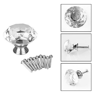 Drawer Knob Pull Handle Crystal Glass Cabinet Door Drawer Knobs with Screws for Home Office DIY 1Pc
