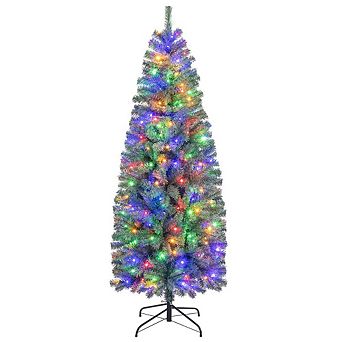 Gymax 6.5/7.5 FT Artificial Xmas Tree w/ 556/724 Branch Tips 200/250LED Lights 9 Lighting Modes