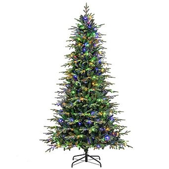 Gymax 6/7.5/9 FT Christmas Tree w/714/1163/1170 Branch Tips 260/380/560 LED Lights 3 Timers Remote