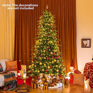 Gymax 6/7.5/9 FT Christmas Tree w/714/1163/1170 Branch Tips 260/380/560 LED Lights 3 Timers Remote