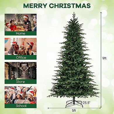 Gymax 6/7.5/9 FT Christmas Tree w/714/1163/1170 Branch Tips 260/380/560 LED Lights 3 Timers Remote