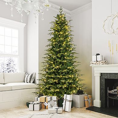 Gymax 6/7.5/9 FT Christmas Tree w/714/1163/1170 Branch Tips 260/380/560 LED Lights 3 Timers Remote