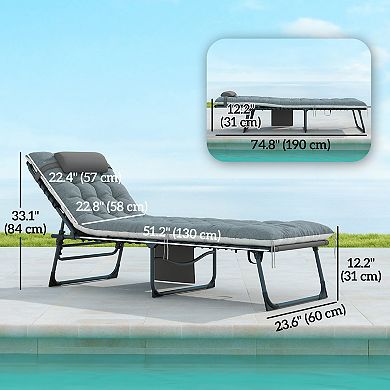 Outsunny Outdoor Lounge Chairs, Reclining Folding Chaise Lounge