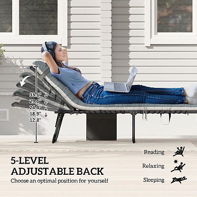 Outsunny Outdoor Lounge Chairs, Reclining Folding Chaise Lounge