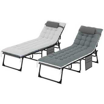 Outsunny Outdoor Lounge Chairs, Reclining Folding Chaise Lounge, /Blue