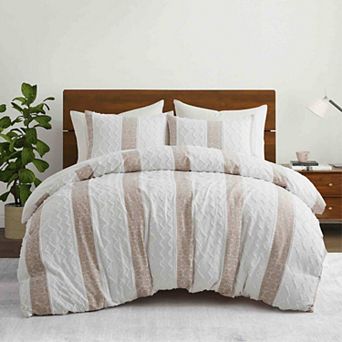 Peace Nest Textured BOHO Print Stripe Duvet Cover Set