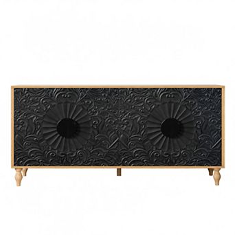 4-Door Carved Symmetrical Design Sideboard