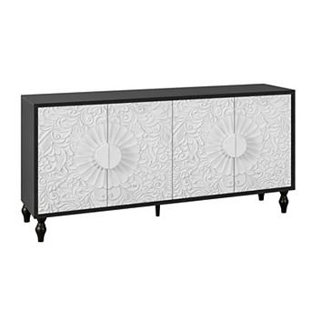 4-Door Carved Symmetrical Design Sideboard