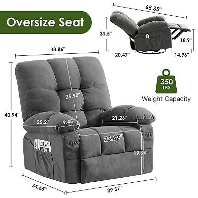Massage Swivel Recliner Chair with Vibration Massage and Lumbar Heating