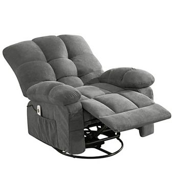 Massage Swivel Recliner Chair with Vibration Massage and Lumbar Heating