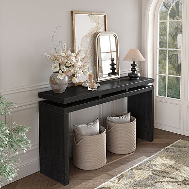 60'' Retro Wooden Entryway Console Table