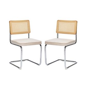 Upholstered Rattan Dining Chair Set of 2