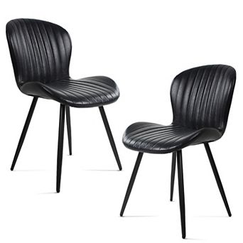 Modern Leather Upholstered Dining Chairs (Set of 2)