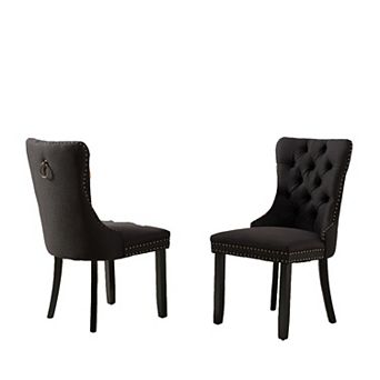 Tufted Wood Dining Chair Set of 2