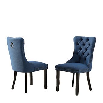 Tufted Wood Dining Chair Set of 2