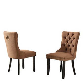 Tufted Wood Dining Chair Set of 2