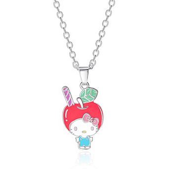 Sanrio Hello Kitty Café Apple Head 3D Enamel & Crystal Pendant Necklace, 16+2''